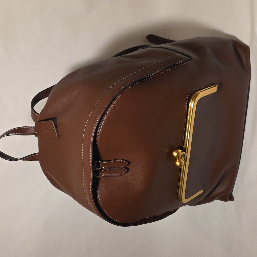 COACH Leather Kisslock Large Frame Backpack - Picture 6 of 14